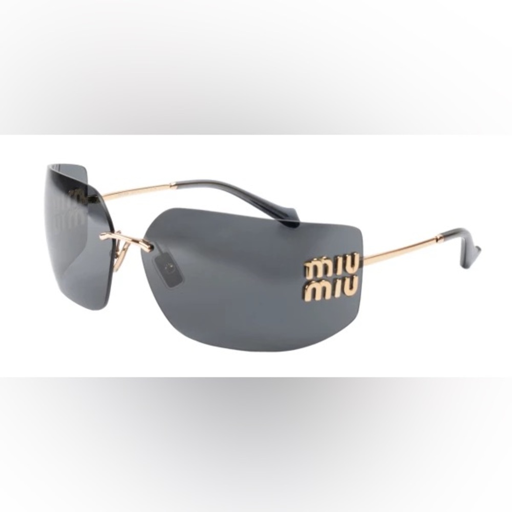 Miu Miu Dark Grey and Gold Sunglasses
